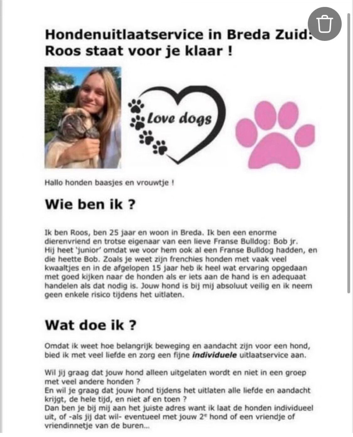 Hondenuitlaatservice Breda Zuid en heel omgeving Breda., Ophalen of Verzenden, Nieuw