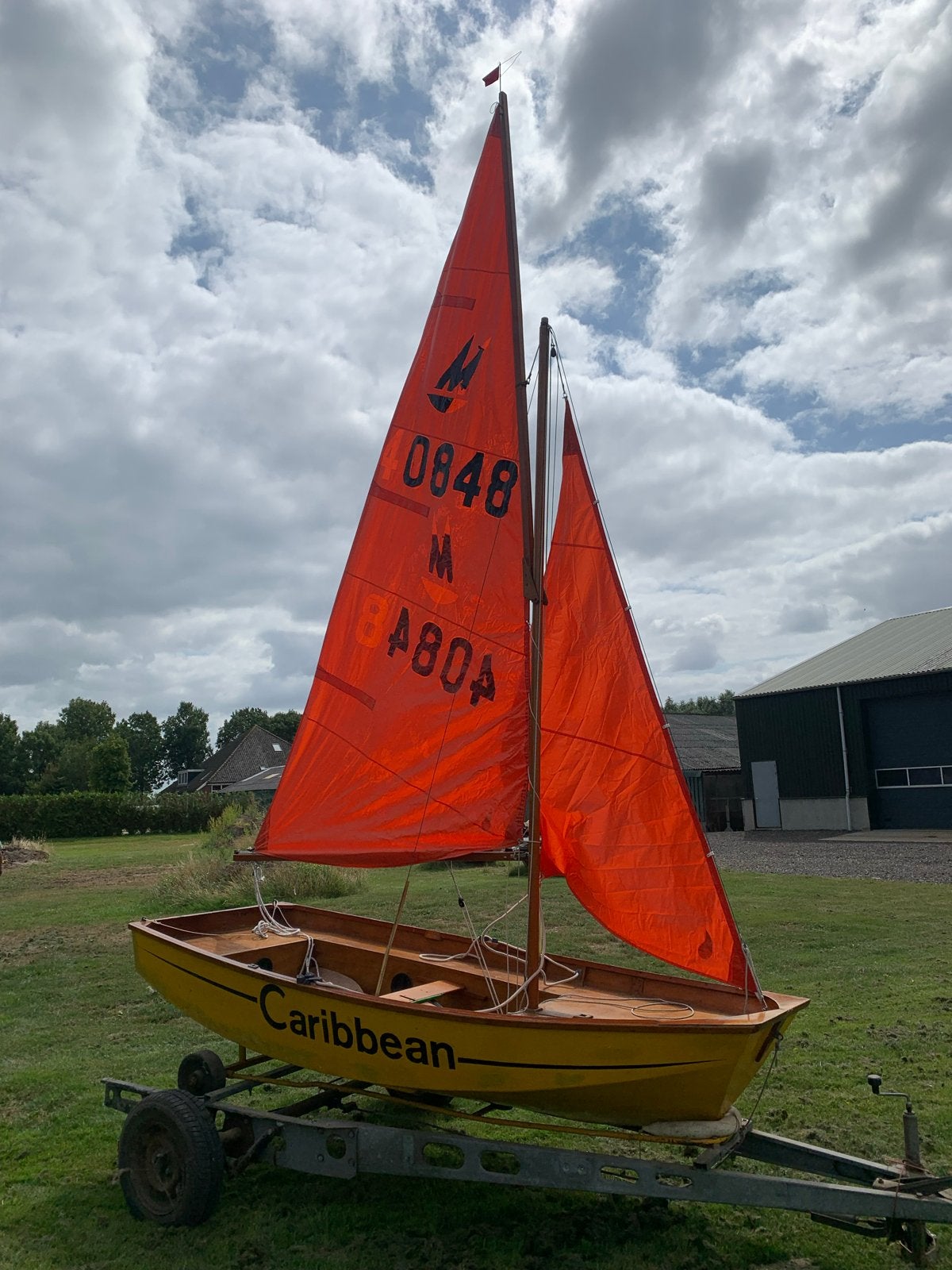 Mirror Zeilboot Compleet met Twee Zeilsets en Trailer, Hobby en Vrije tijd, Overige Hobby en Vrije tijd, Ophalen, Gebruikt