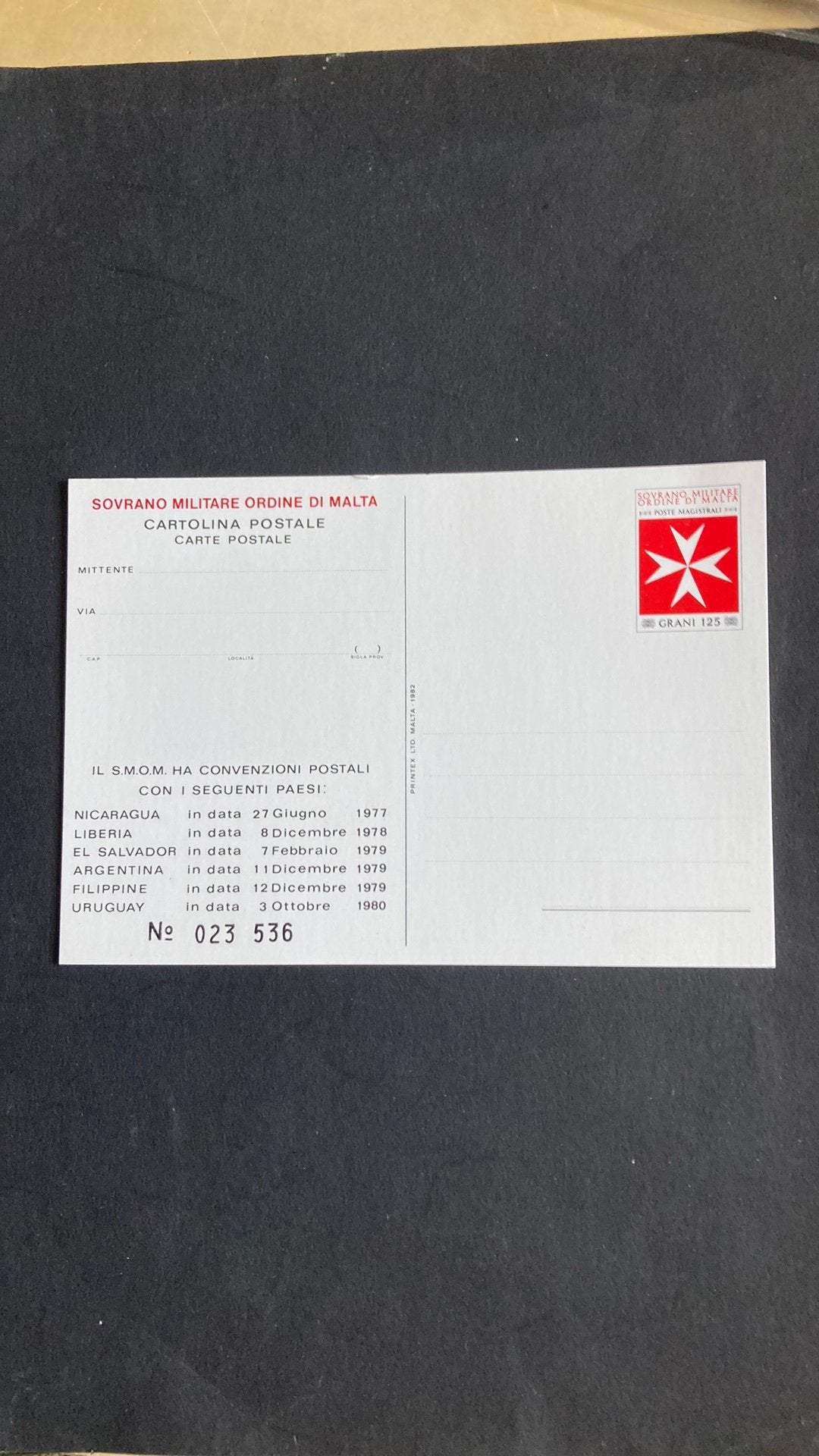 Maltezer orde briefkaart ongebruikt/1819 A, Ophalen of Verzenden, Overige landen