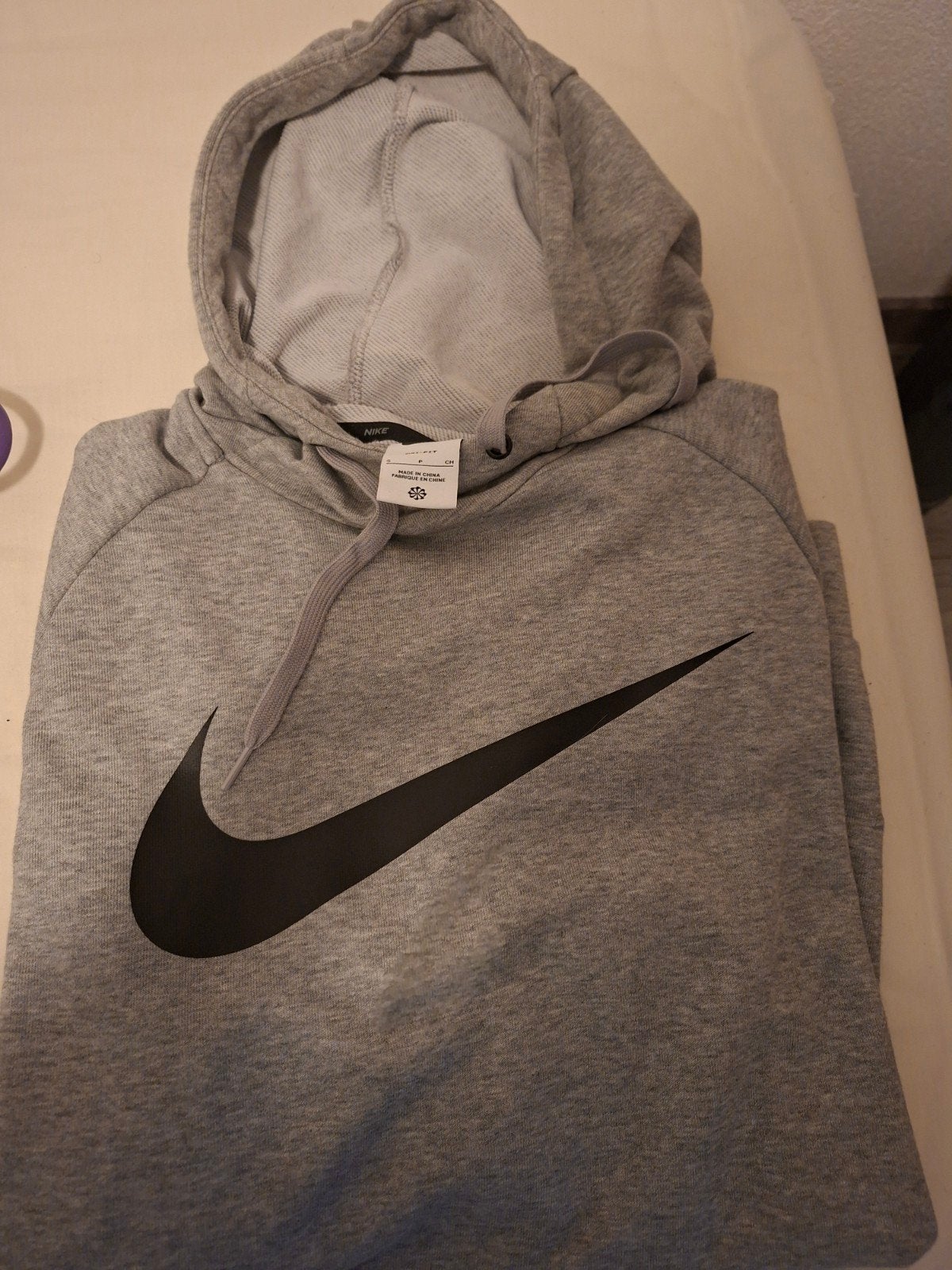 Nike Hoodie Grijs met Groot Zwart Logo, Maat 48/50 (M), Nike, Ophalen of Verzenden, Zo goed als nieuw