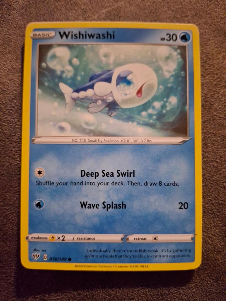 Wishiwashi Pokémon Kaart - Basic D 050/189, Ophalen of Verzenden, Gebruikt, Losse kaart