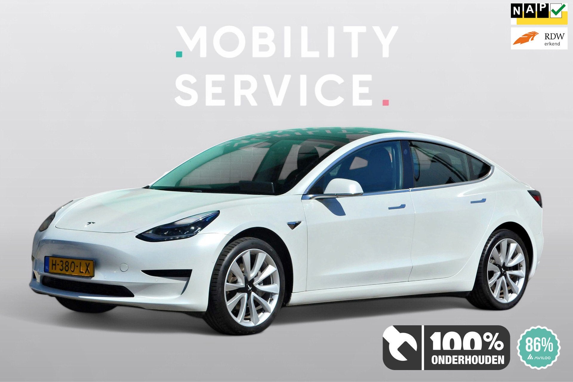 Tesla Model 3 Standard RWD Plus 60 kWh SOH86% Clima Cruise P, Auto's, Achterwielaandrijving, Gebruikt, 370 km, Wit