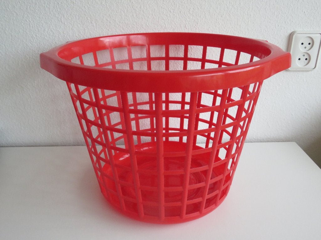Vintage rode Curver ronde wasmand, Ophalen, Overige merken, Zo goed als nieuw, Wasmand