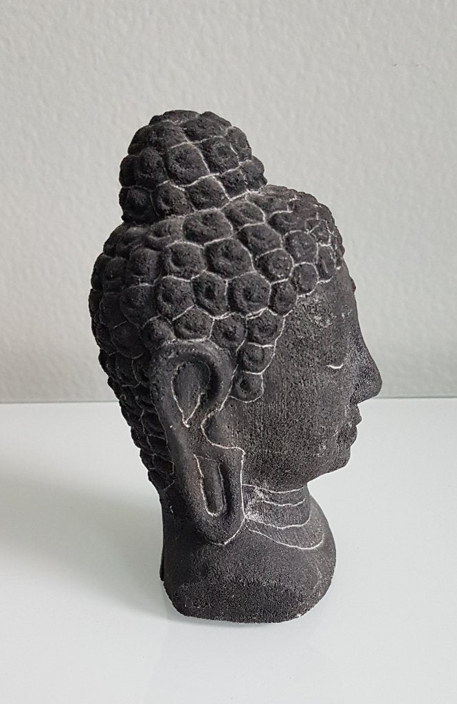 Boeddha hoofd. Steen. 11 cm hoog. 6 cm breed, Zwart, Steen/keramiek, Ophalen of Verzenden, Zo goed als nieuw