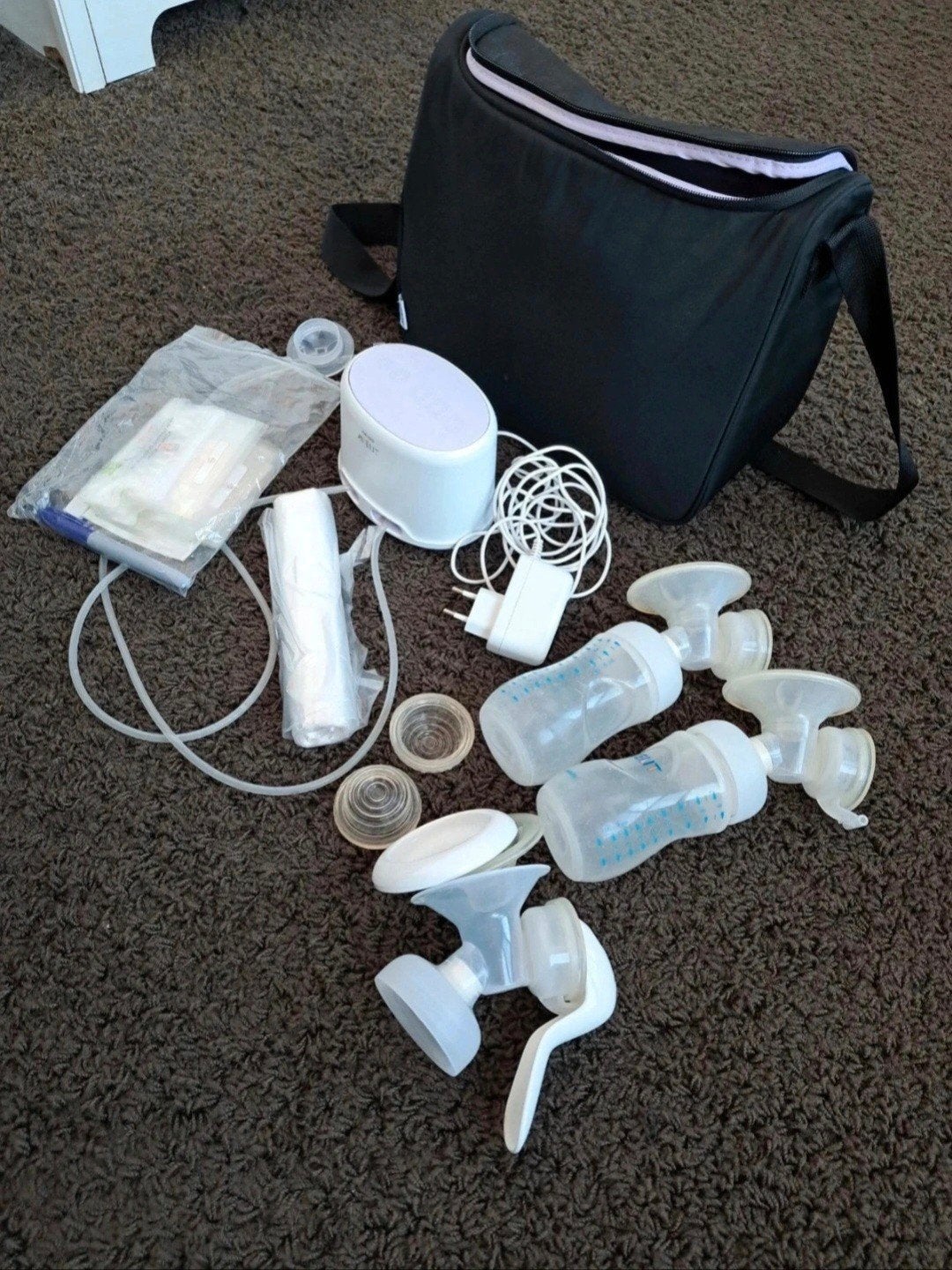 Philips Avent dubbele elektrische en enkele handkolf, Gebruikt, Inclusief tas, Borstkolf, Philips Avent