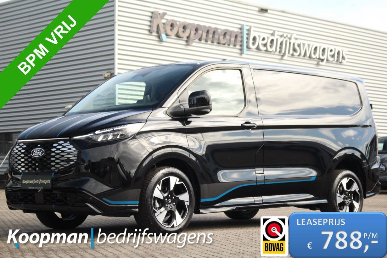 Ford E-Transit Custom 320 L1H1 Sport | 71kWh | 160kW/218pk |, Automaat, 71 kWh, 2800 kg, Zwart