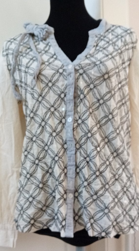blouse,merk,Didi,creme,klassiek,elegant,print,maat L (40/42), Maat 38/40 (M), Verzenden, Beige, Didi