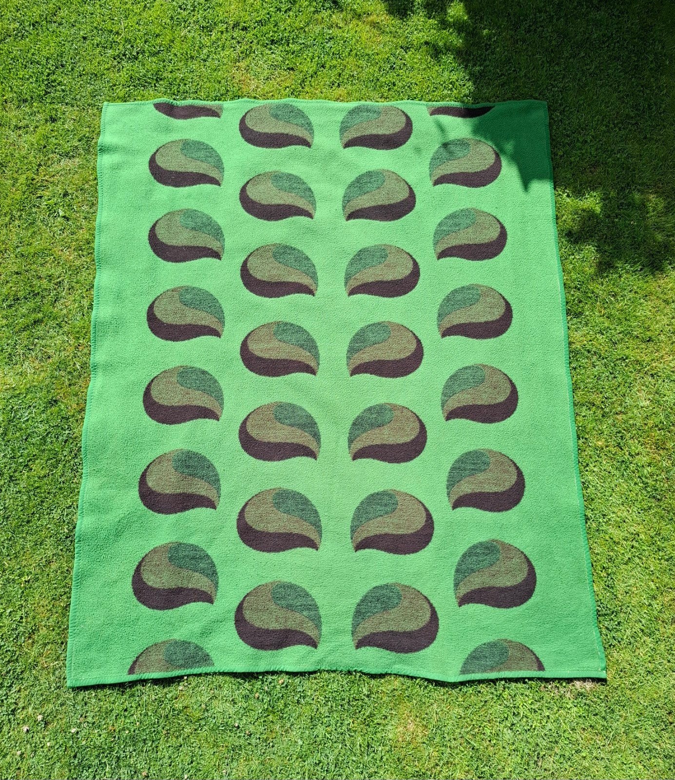 Vintage wollen deken, 185 x 220 cm, groen, Ophalen of Verzenden, Gebruikt