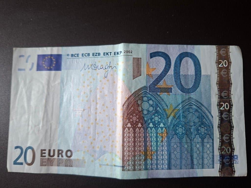 2002 Portugal 20 euro oude serie Draghi code U020, Postzegels en Munten, Verzenden, Portugal, 20 euro, Los biljet