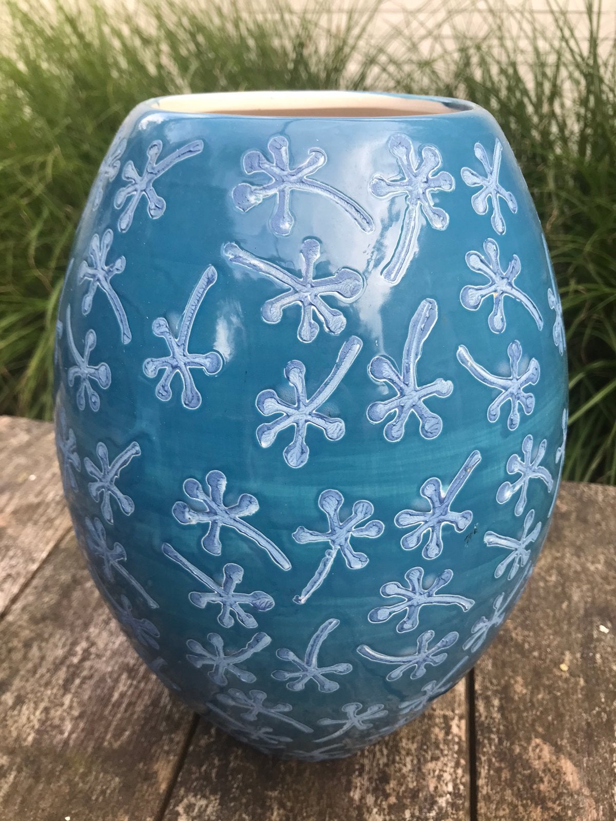Grote blauwe vaas aardewerk, Ophalen of Verzenden, Zo goed als nieuw