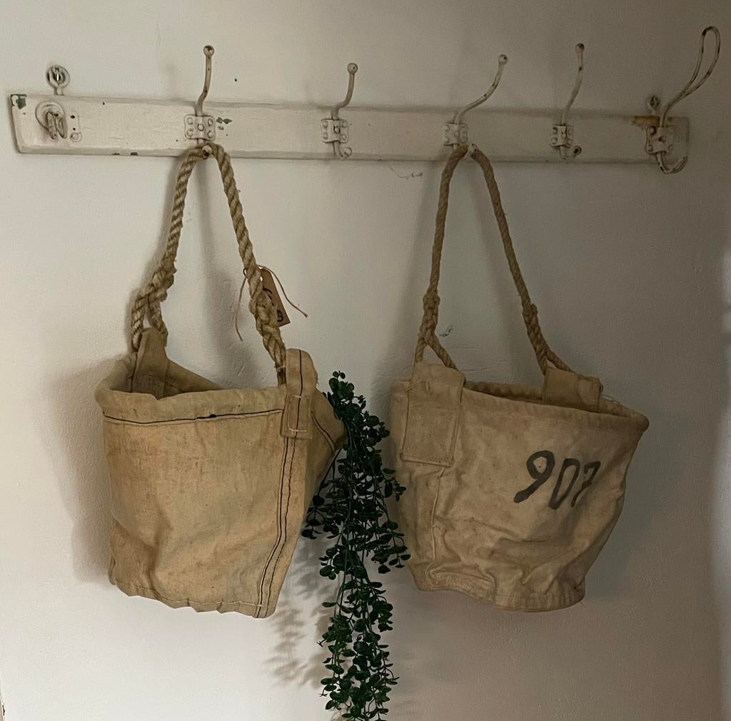 Brocante oude houten kapstok / rek met 6 haken, Ophalen of Verzenden