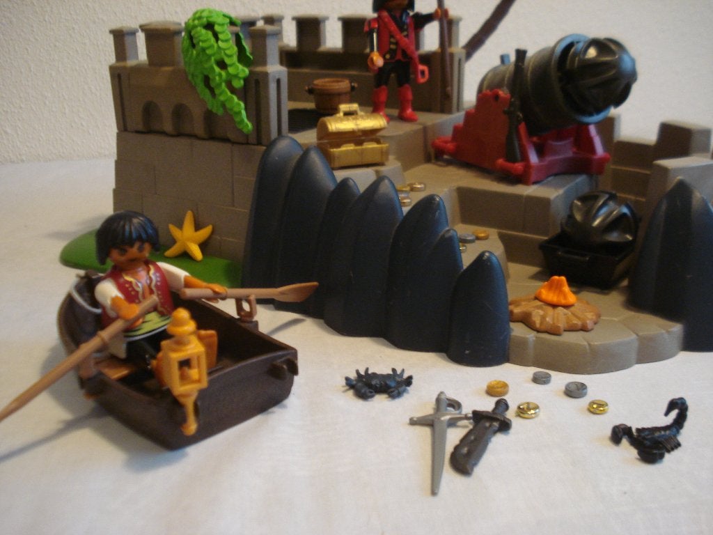 Piratenschip+ Piratenvesting+ 2 Piraten. 5140=4007=4654=4690, Complete set, Ophalen of Verzenden, Zo goed als nieuw, Boot/Schip