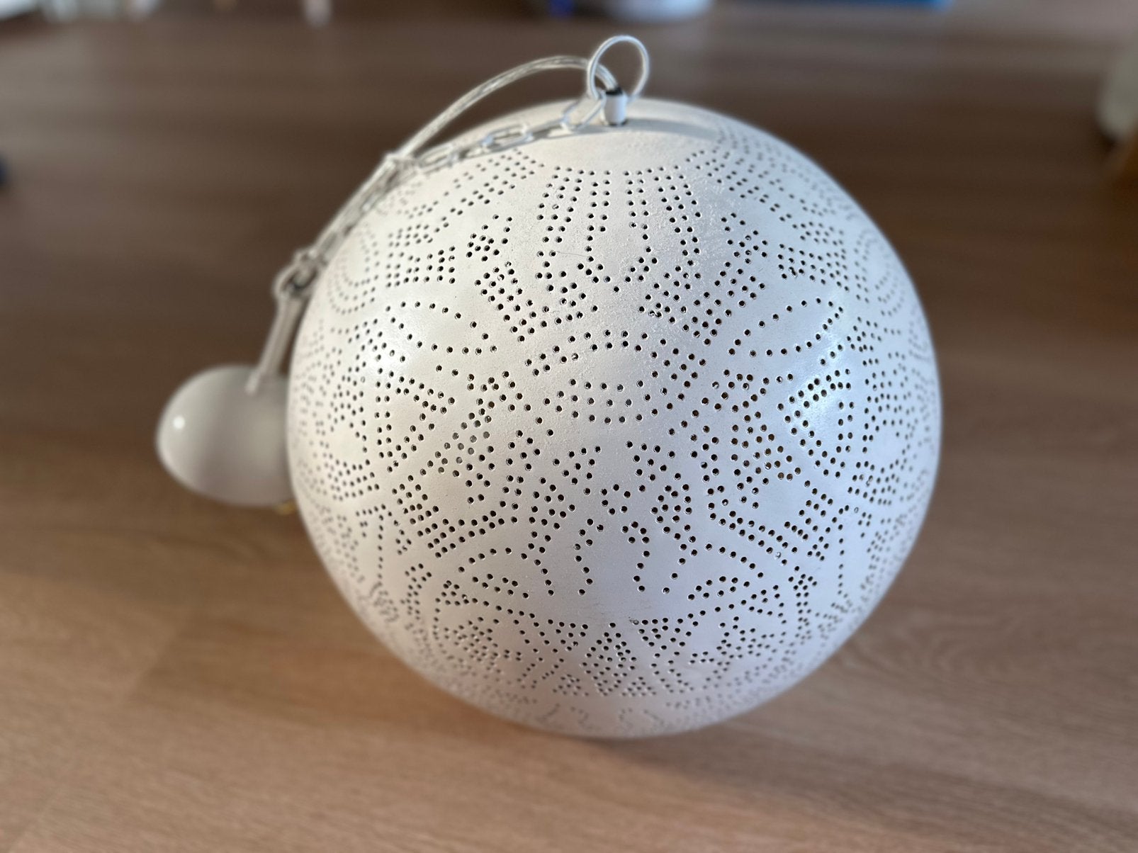 Witte hanglamp, Ophalen of Verzenden, Zo goed als nieuw, Metaal, E27 (groot)