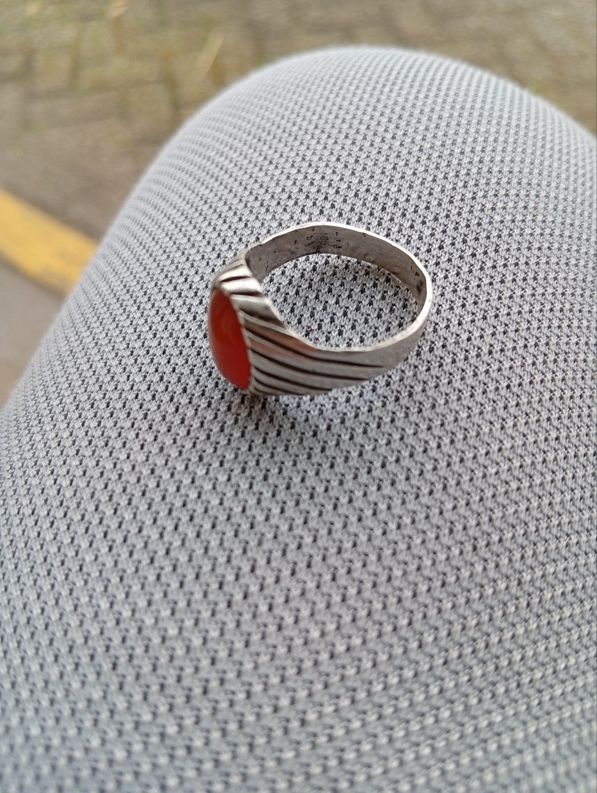 Zilveren ring met kattenoog steen 21,5mm, Sieraden, Tassen en Uiterlijk, Ringen, 20 of groter, Heer, Ophalen of Verzenden, Zo goed als nieuw