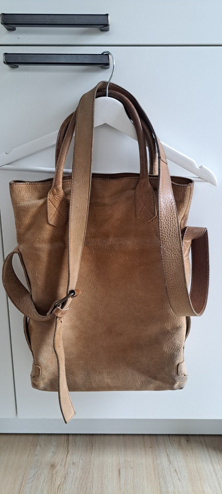 Shabbies Amsterdam Leren Shopper/Handtas, Ophalen of Verzenden, Gebruikt, Bruin, Shopper