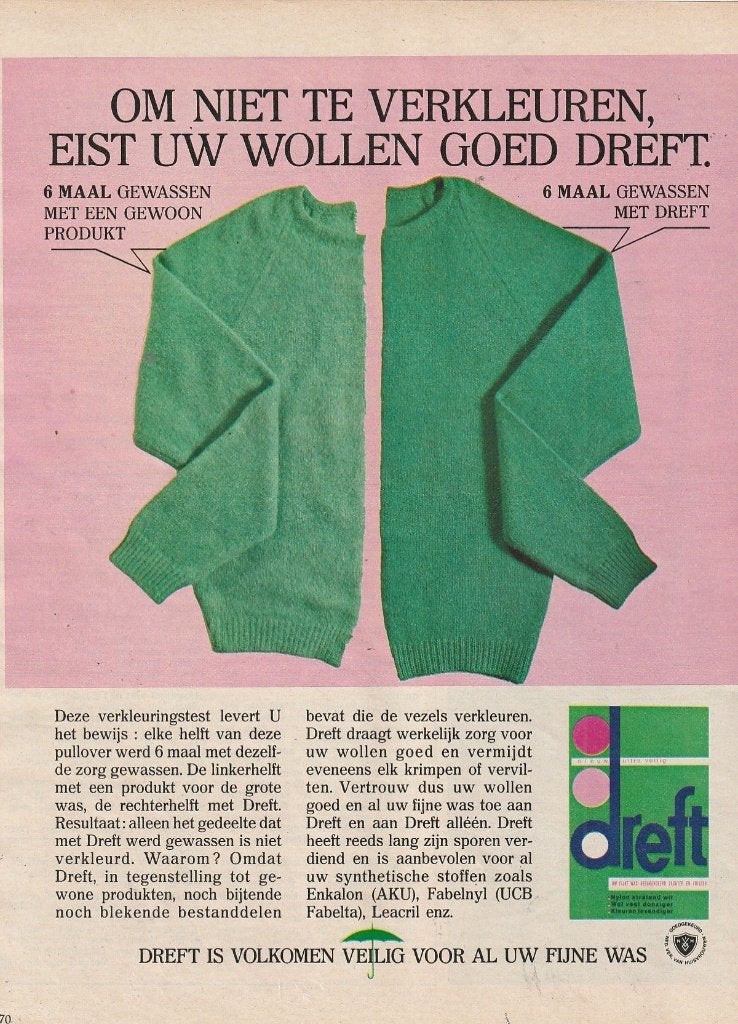 Retro reclame 1967 Dreft wasmiddel veilig voor fijne was, Verzenden, Overige typen