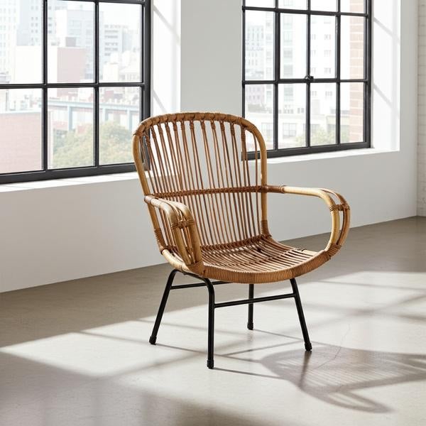 Vintage Rotan Fauteuil Rohé Noordwolde – Jaren 60, Huis en Inrichting, Fauteuils, Ophalen, Gebruikt, Overige materialen, 75 tot 100 cm