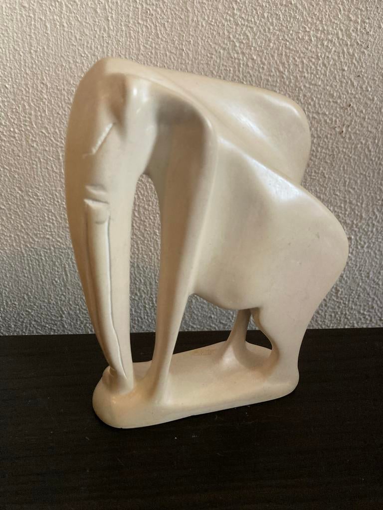 Gestileerde Olifant Zeepsteen Beeldje - Minimalistische Lijn, Antiek en Kunst, Minder dan 20 cm, Art nouveau, Ophalen of Verzenden