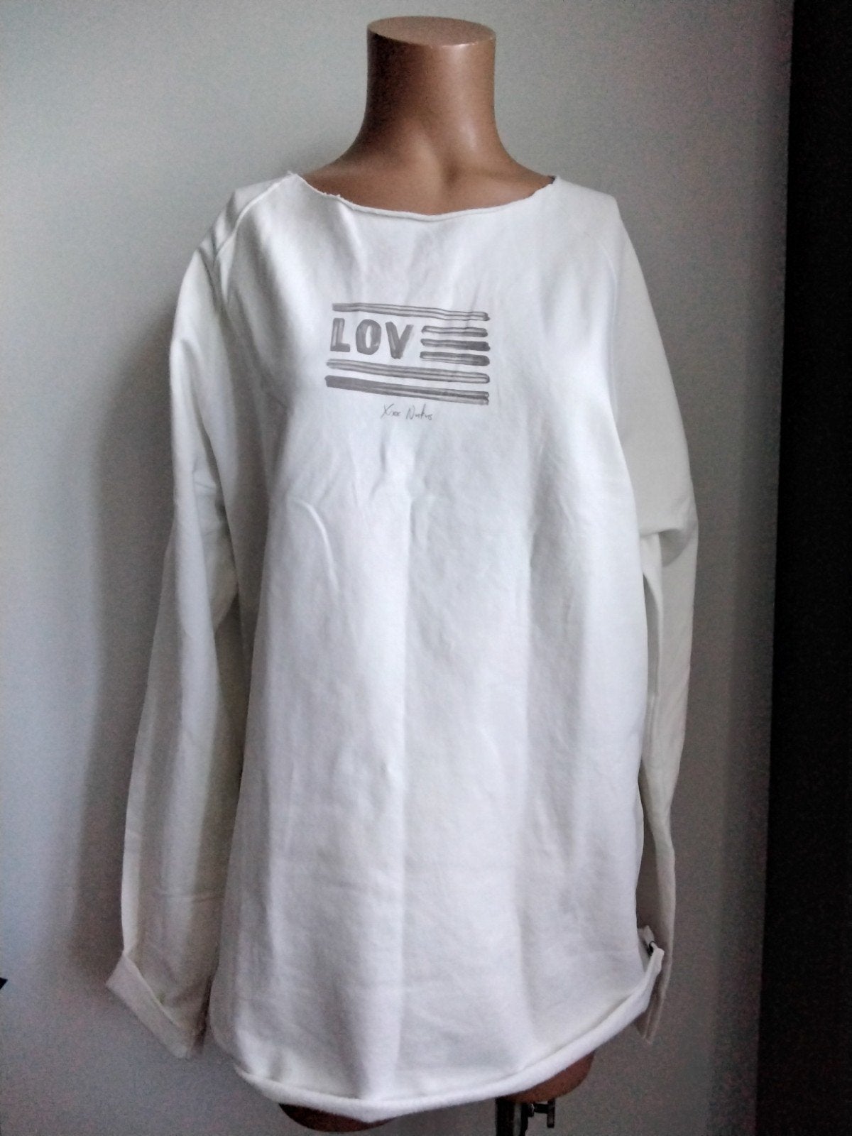 Nukus sweater 'LOVE' - Maat L - Wit - Zo goed als nieuw, Kleding | Dames, Wit, Maat 42/44 (L), Ophalen of Verzenden, Zo goed als nieuw