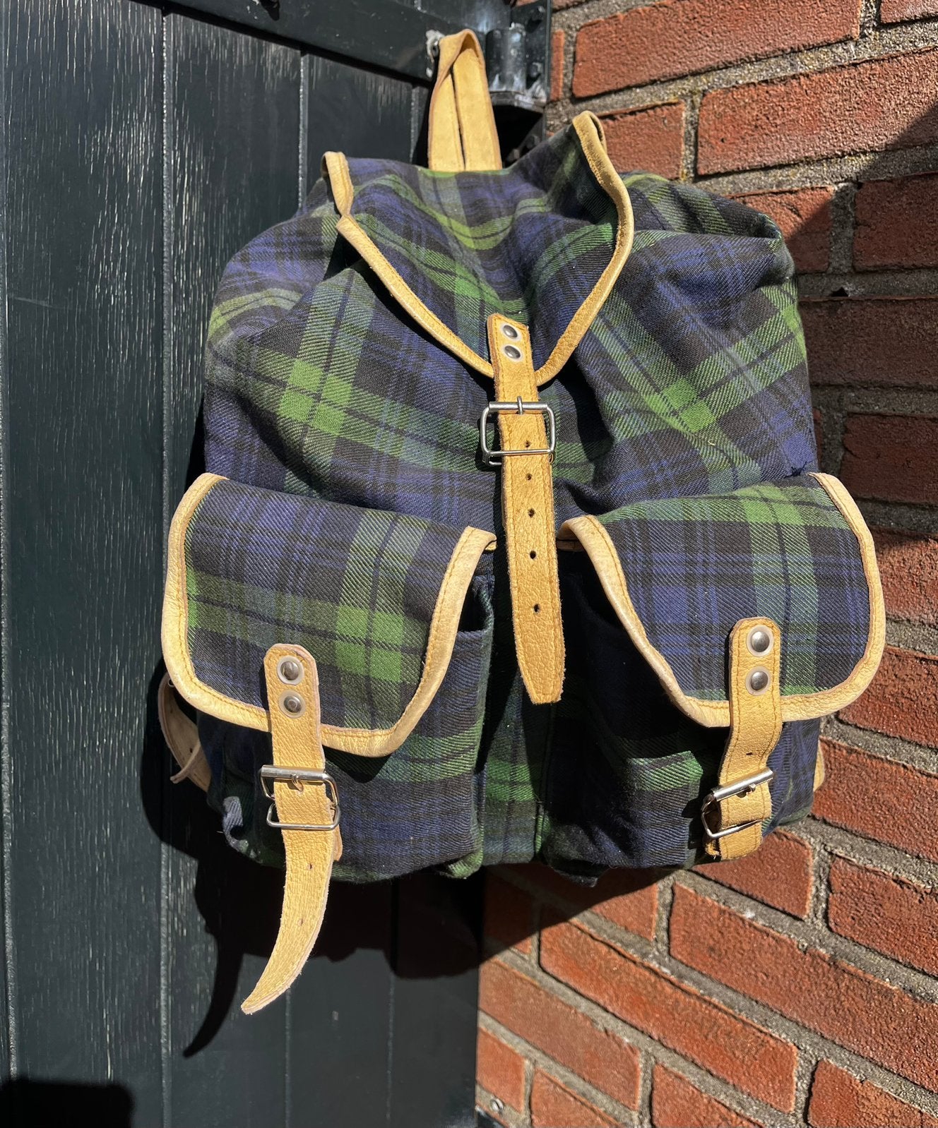 Vintage geruite rugzak. Schotse ruit., Gebruikt, 25 tot 40 cm, Ophalen of Verzenden, Overige merken