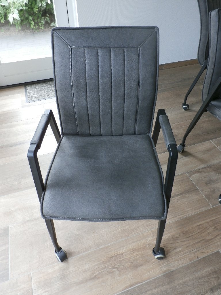 Eettafel stoelen 8 stuks, Ophalen, Zo goed als nieuw, Stof, Grijs