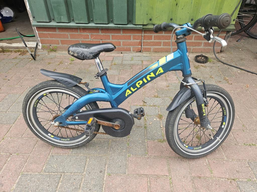 Alpina kinderfiets 16 inch - Blauw, Terugtraprem, Alpina, Ophalen of Verzenden, 16 tot 20 inch