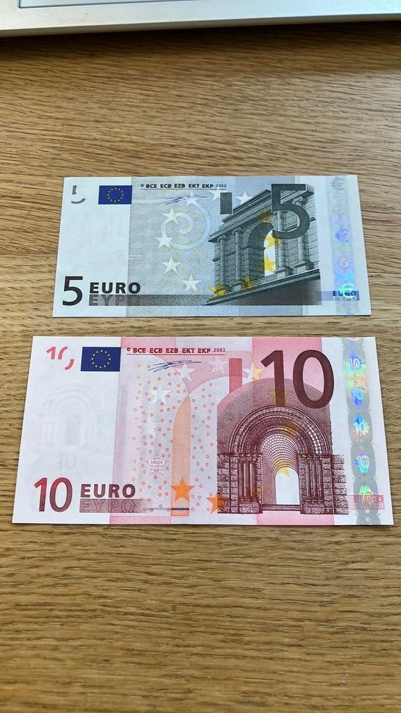 Setje €5,- en €10 Duisenberg - Spanje V - UNC, Postzegels en Munten, Bankbiljetten | Europa | Eurobiljetten, Ophalen of Verzenden