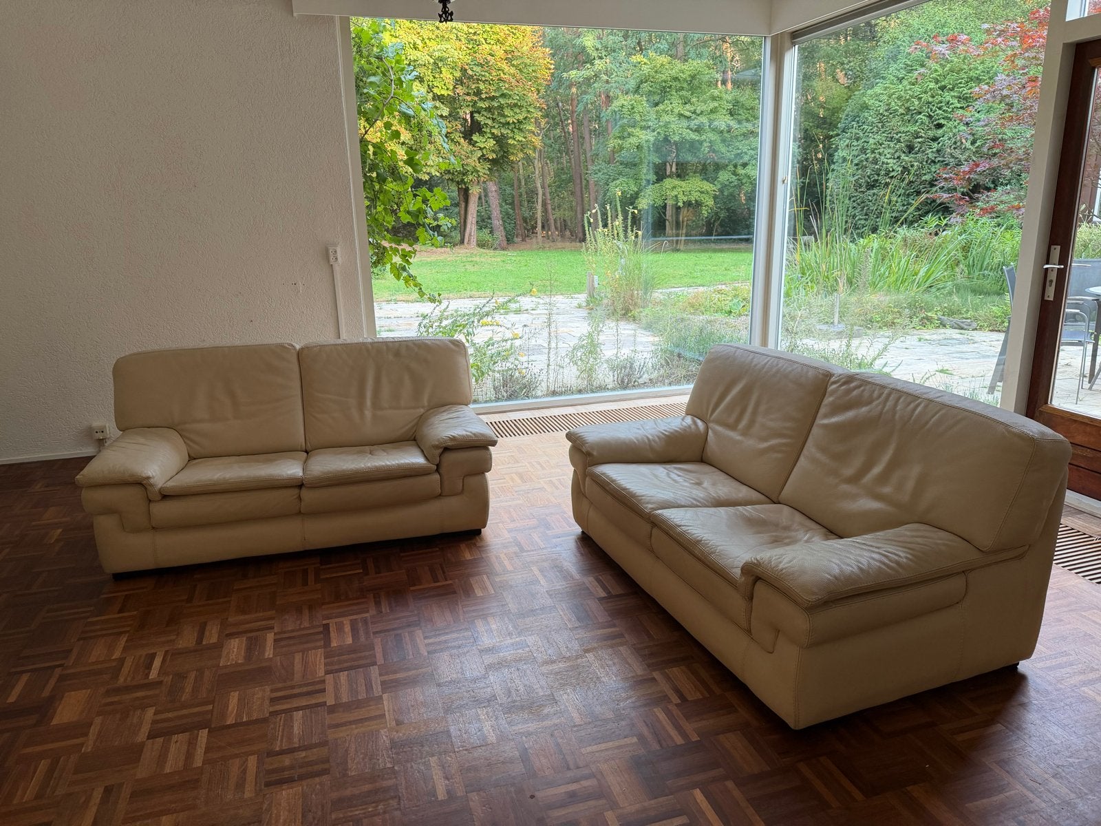 Roche Bobois Leren Bankstel - 2x 2 zits Den Dolder, Huis en Inrichting, Ophalen, Gebruikt, 150 tot 200 cm, Tweepersoons