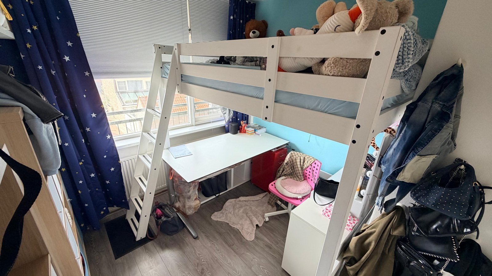 IKEA Stora Hoogslaper 140x200 wit - hoogte ingekort, Ophalen, Gebruikt, Wit, Tweepersoons
