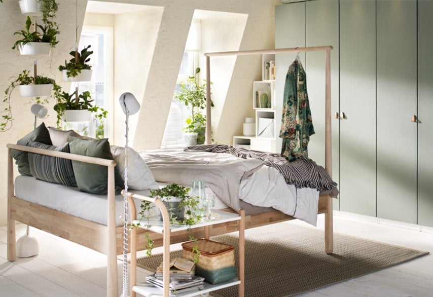 IKEA Gjora bedframe 160x200 cm, hout, zo goed als nieuw, Ophalen, Overige kleuren, Tweepersoons, 140 cm