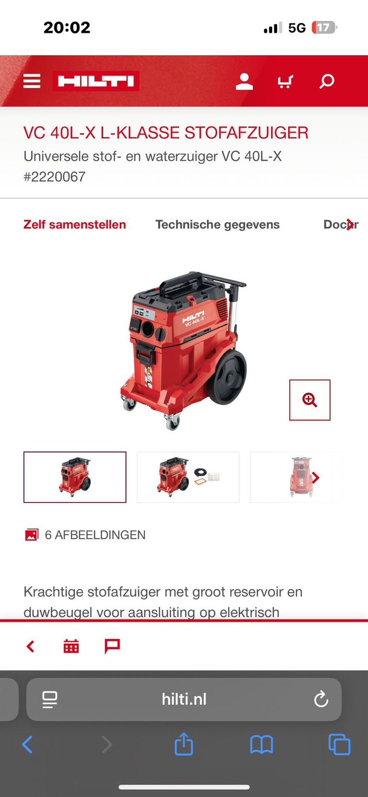 HILTI VC40-MX stofzuiger so goed als nieuw, Ophalen of Verzenden, Zo goed als nieuw