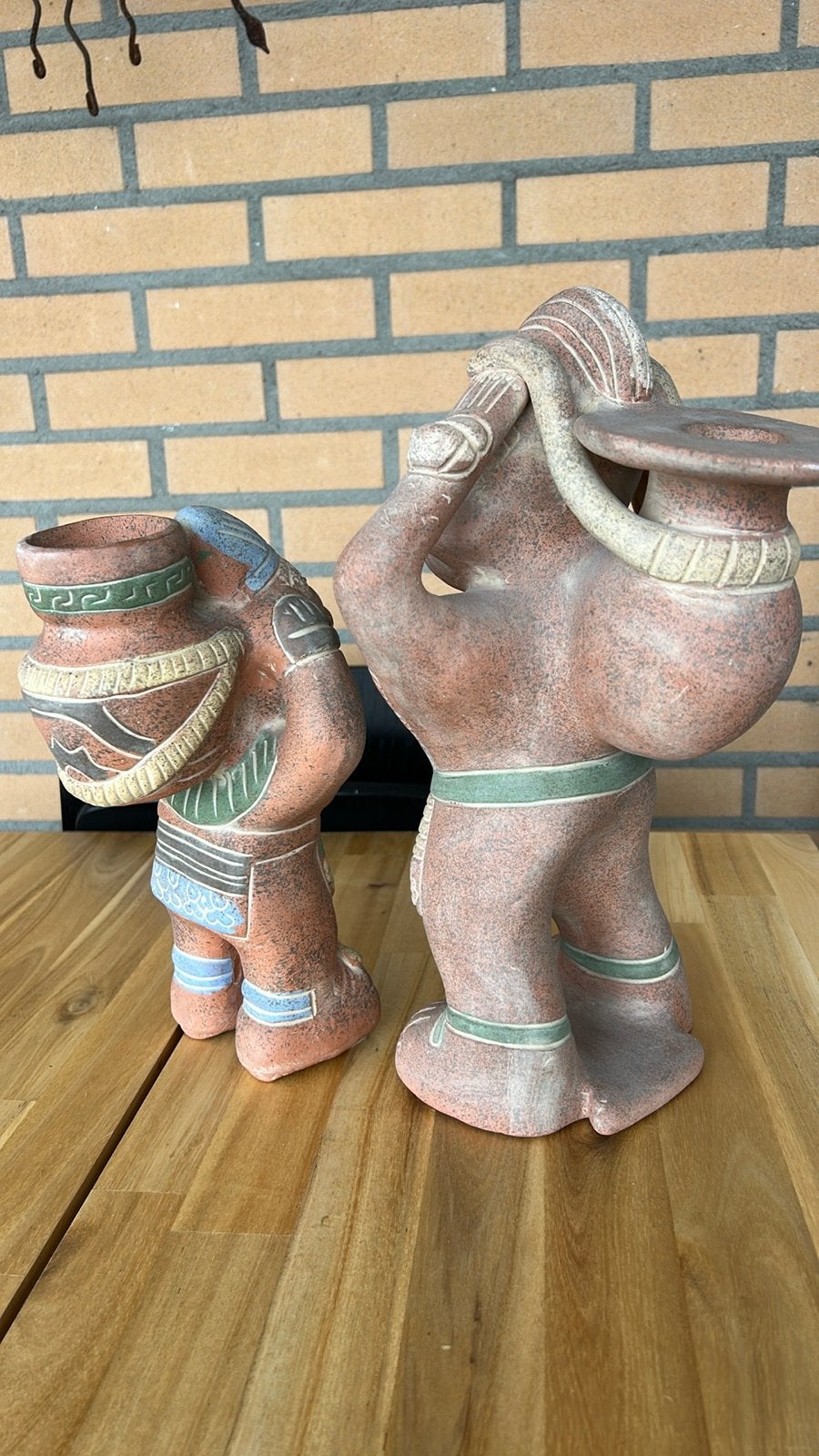 Set van 2 Azteekse/Maya-stijl beelden, terracotta, Ophalen, Overige onderwerpen, Handgemaakt, 20 - 50 cm