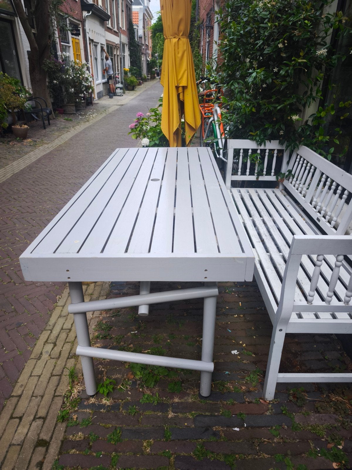 Houten buiten Lanterfant tafel - Zo goed als nieuw, Ophalen of Verzenden, Zo goed als nieuw, Rechthoekig, Hout