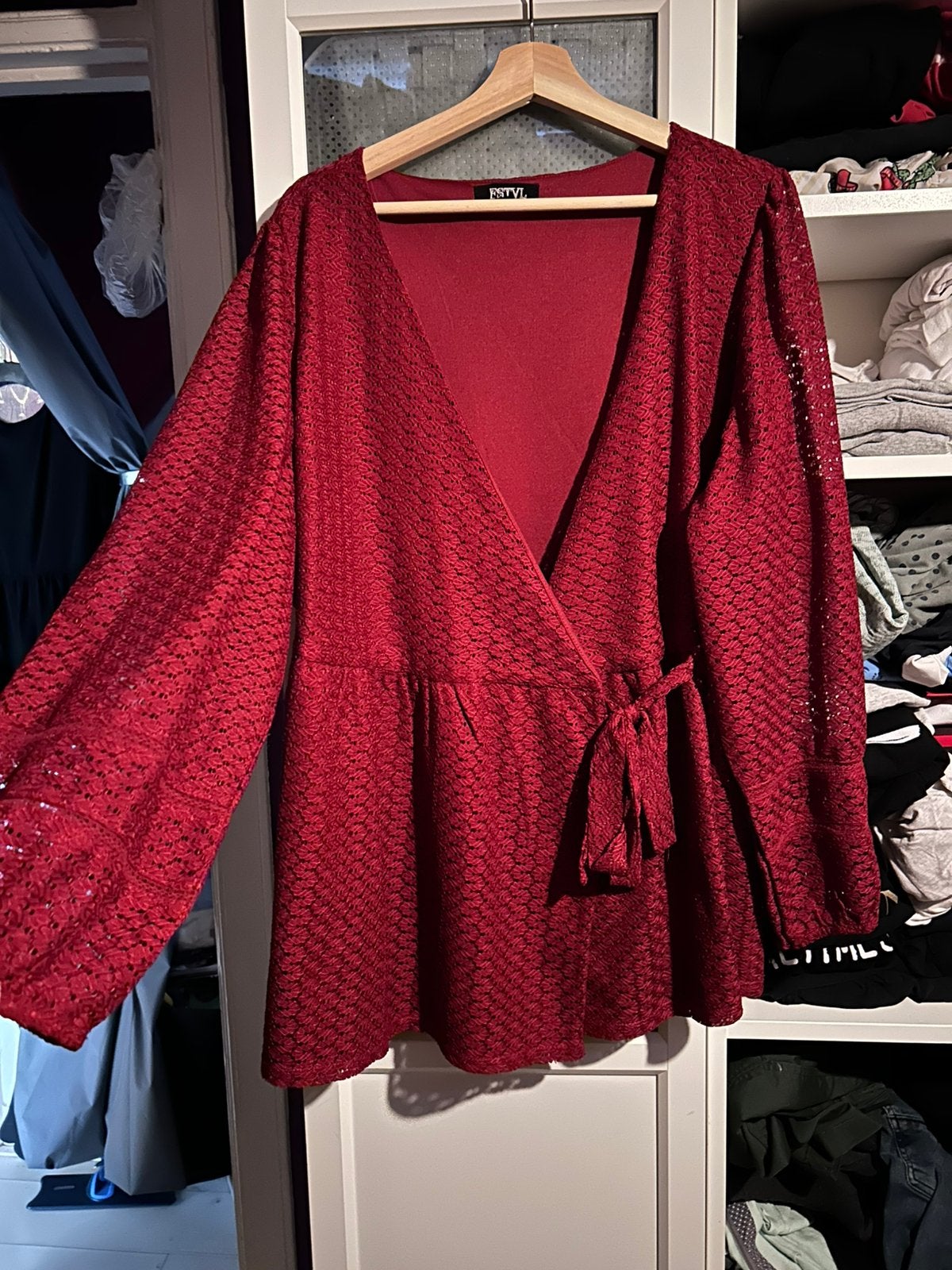 Wikkeltop van ms mode maat 52, Verzenden, Zo goed als nieuw, Maat 46/48 (XL) of groter, Rood