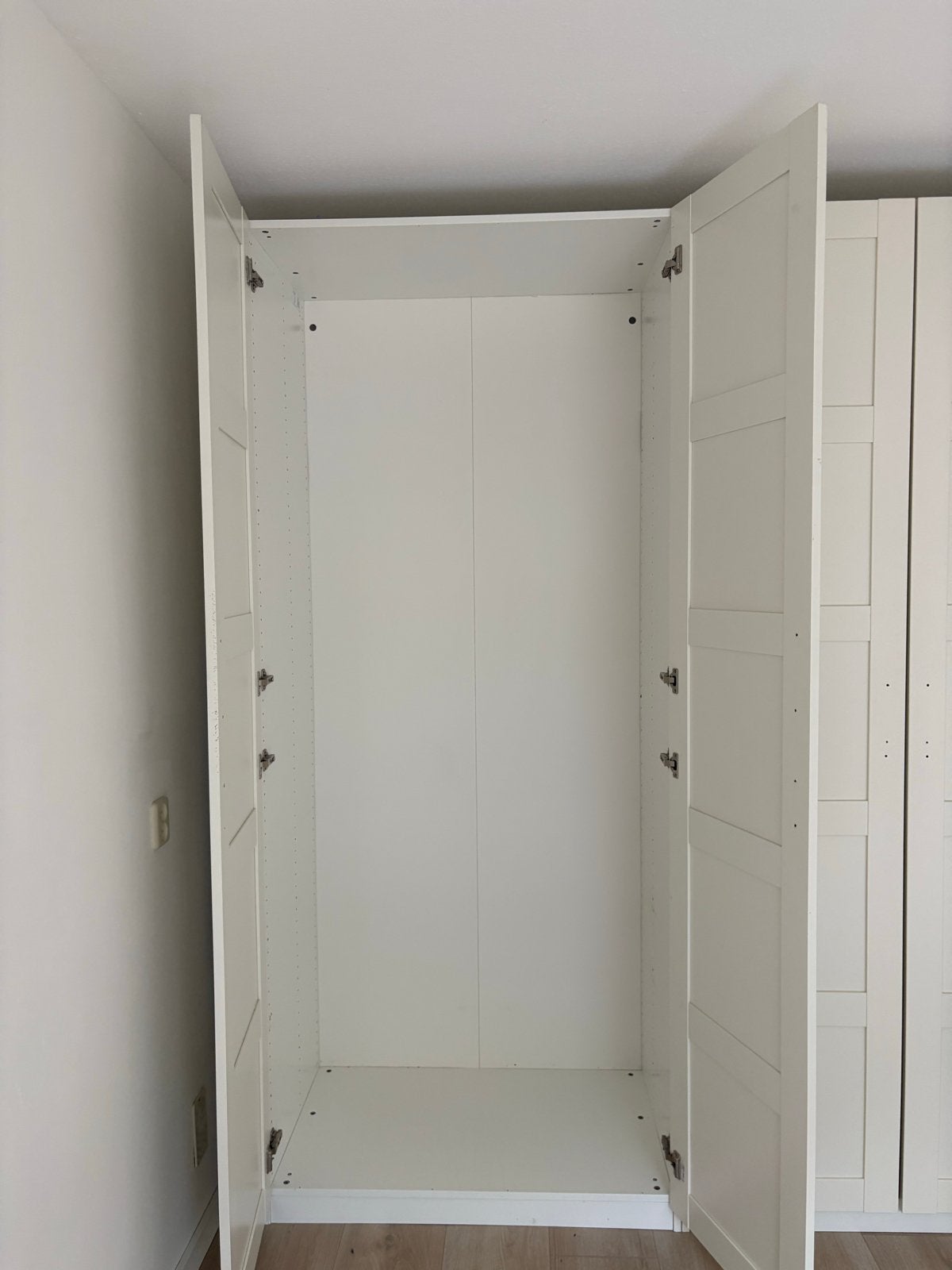 Ikea Pax Kledingkast 100 cm wit met Bergsbo deuren, Ophalen, Gebruikt, 200 cm of meer, 50 tot 100 cm