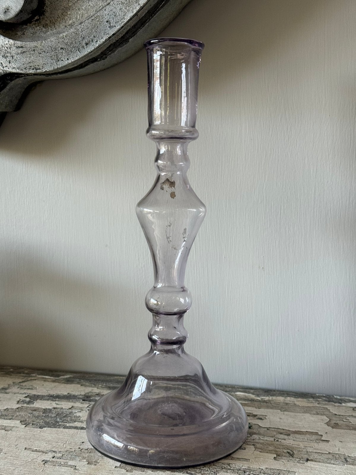Antiek glazen Kandelaar, Ophalen of Verzenden