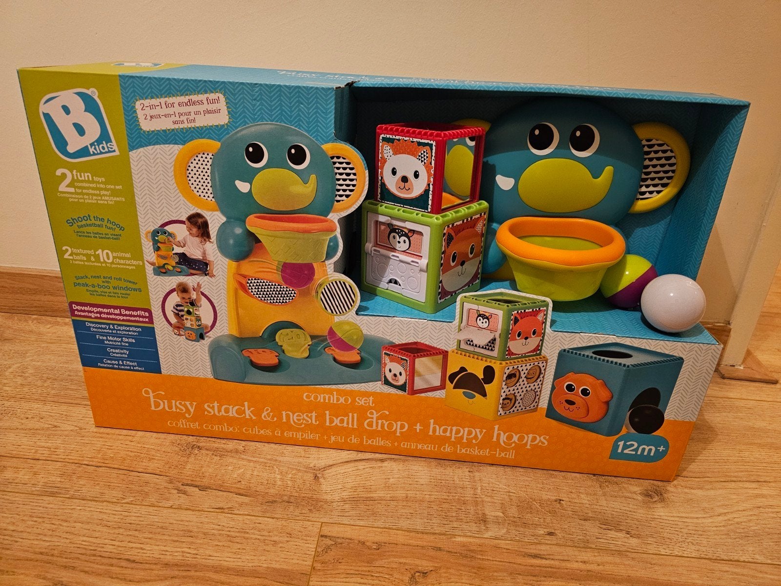 B Kids Busy Stack & Nest Ball Drop + Happy Hoops Olifant, Ophalen of Verzenden, Zo goed als nieuw, Overige typen