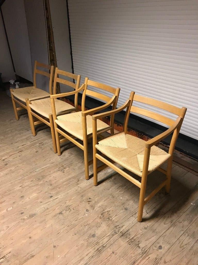 4 Carl Hansen CH46 CH47 Wegner stoel (en ev opknap tafel), Gebruikt, Bruin, Ophalen of Verzenden, Nvt