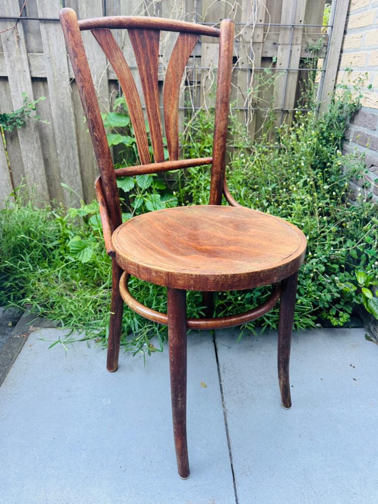 Vintage bentwood caféstoel / Thonet stijl, Huis en Inrichting, Ophalen, Gebruikt, Bruin, Vintage, Thonet, bentwood, gebogen hout, retro