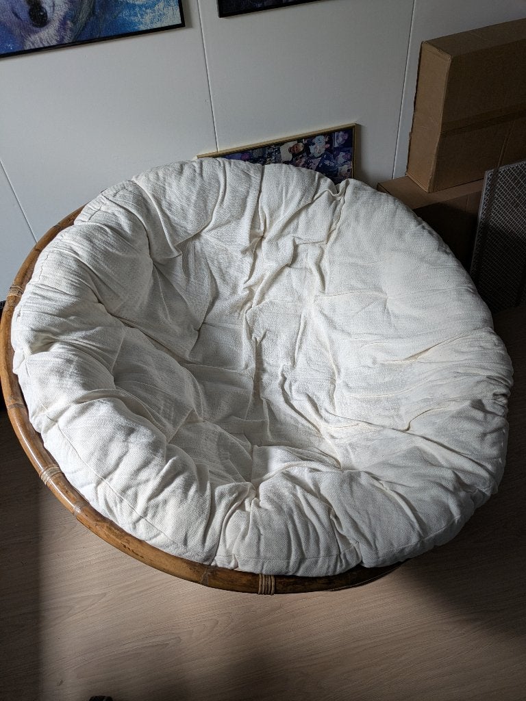 Papasan stoel 120cm, Huis en Inrichting, Stoelen, Ophalen, Gebruikt, Bruin, Hout