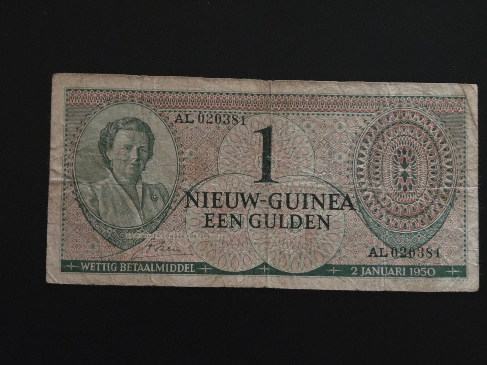 Netherlands New Guinea 1 gulden 1950 F, Postzegels en Munten, Bankbiljetten | Nederland, Ophalen of Verzenden, 5 gulden