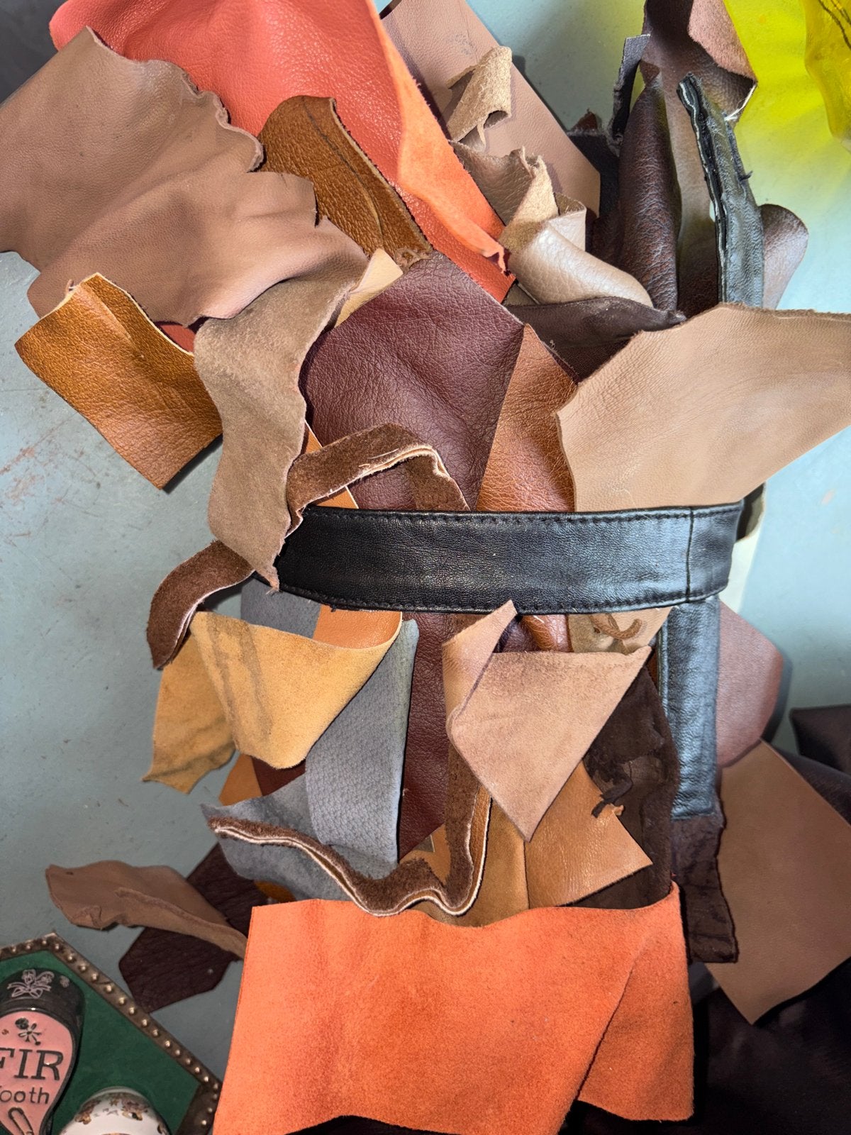 Leren lapjes in diverse maten en kleuren voor patchwork, Gebruikt, Overige kleuren, Leer of Kunstleer, Ophalen of Verzenden