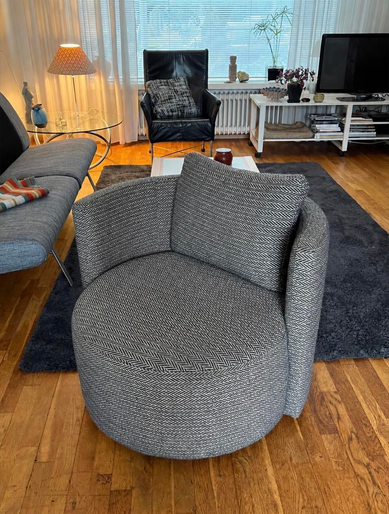 Olav draaifauteuil design stoel grijs – zeer nette staat, Ophalen, Eenpersoons, 75 tot 100 cm, Zo goed als nieuw
