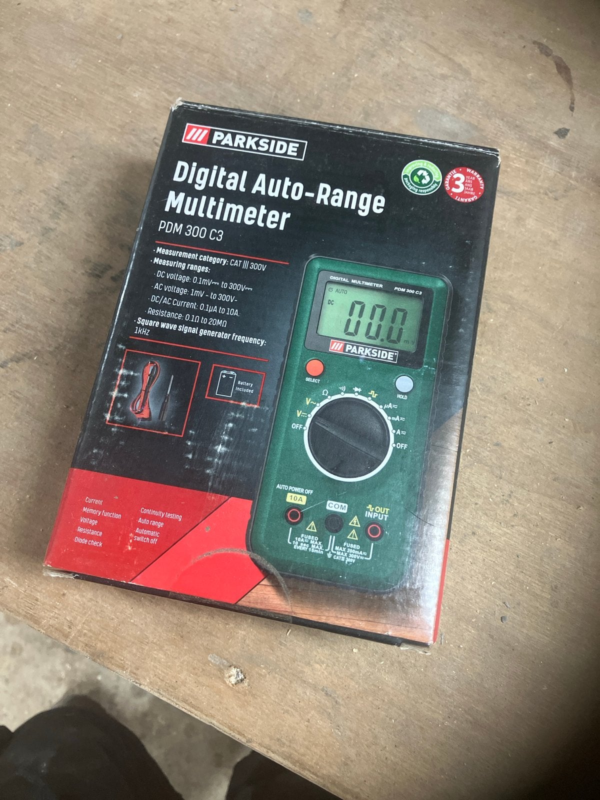 Parkside Digitale Auto-Range Multimeter PDM 300 C3, Ophalen of Verzenden, Zo goed als nieuw, Overige typen, Parkside