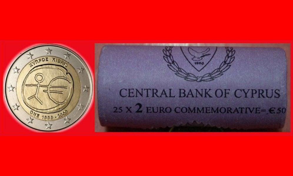 Ⰺ 1999-2009 FINLAND: CYPRUS 2 EUROS 2009 UNC ROLL~DIES I r1!, Ophalen of Verzenden, Cyprus, 2 euro, Setje