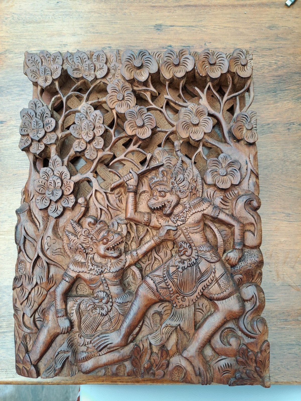 Mooi Balinees houtsnijwerk Ramayana 45,-, Ophalen, Houtsnijwerk, Handgemaakt, 20 - 50 cm
