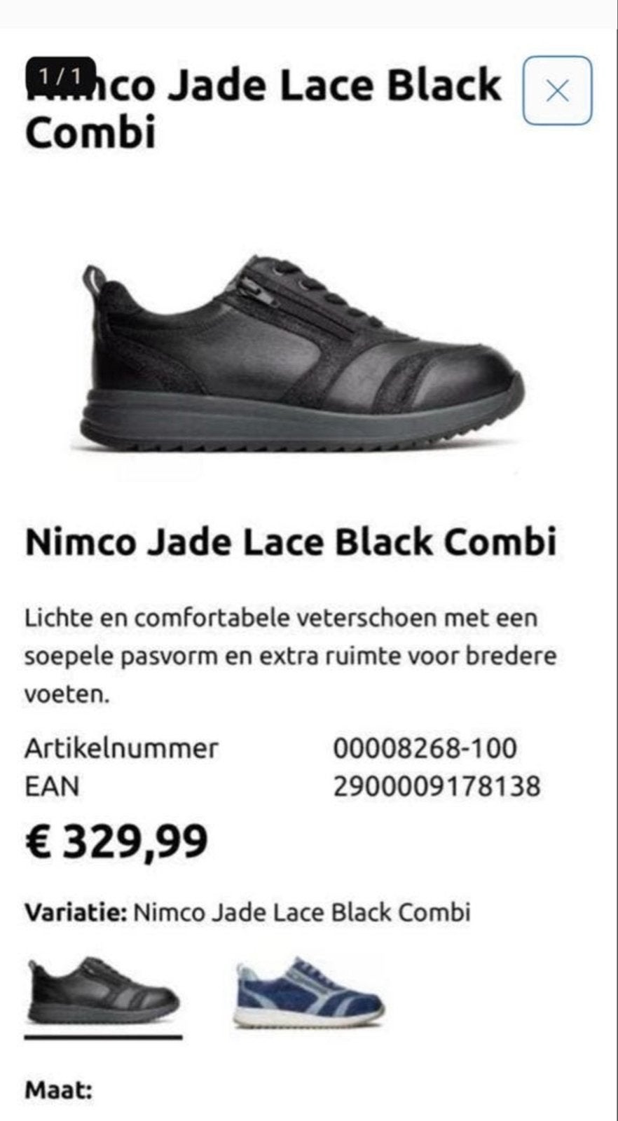 Nimco Jade Lace Black Combi - Comfortabele Veterschoen, Kleding | Dames, Ophalen of Verzenden, Nieuw, Zwart, Schoenen met lage hakken
