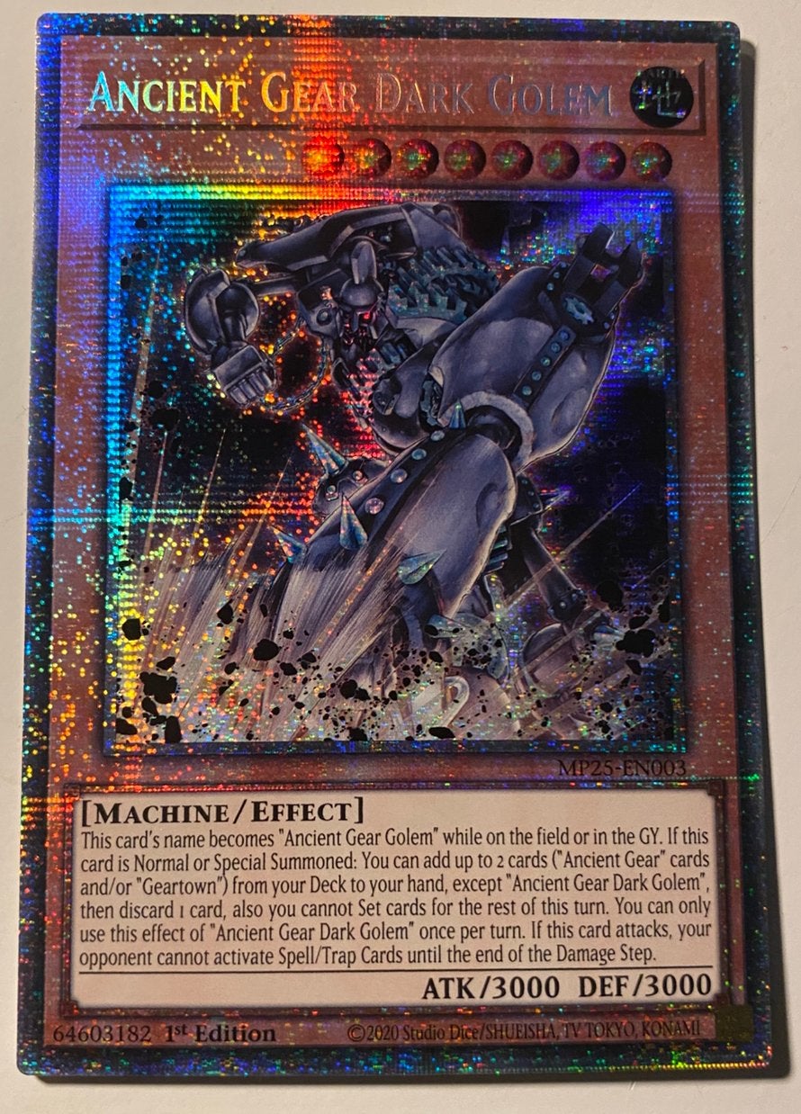 Yu-Gi-Oh! Ancient Gear Dark Golem MP25 1st Starlight Rare !, Ophalen of Verzenden, Zo goed als nieuw, Losse kaart, Foil