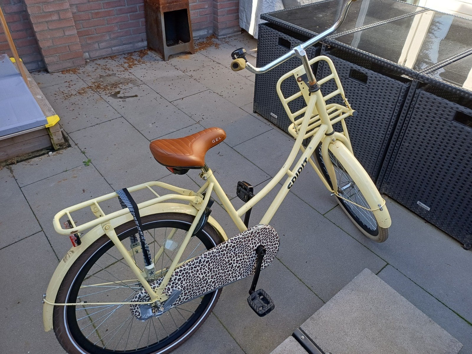 Spirit meisjesfiets 24 inch - Geel met panterprint, Fietsen en Brommers, Ophalen, Gebruikt, 24 inch, Spirit