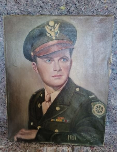 vintage portret US militair Heidelberg 50er jaren, Antiek en Kunst, Kunst | Schilderijen | Klassiek, Ophalen, Doek, Portret of Personen